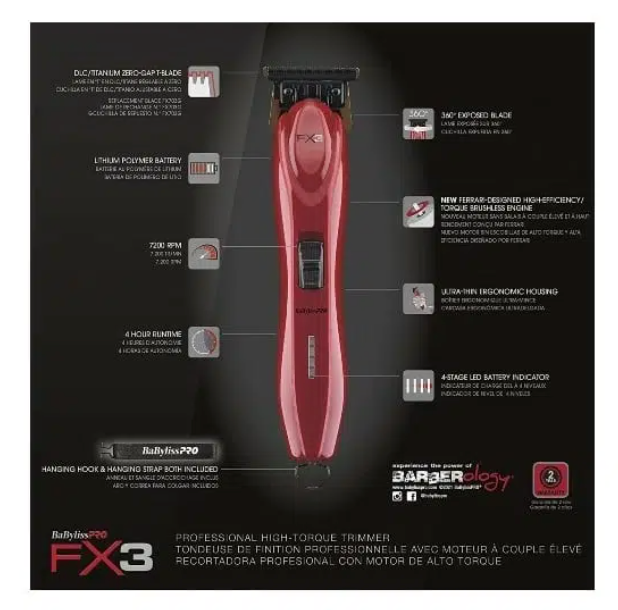 TONDEUSE PROFESSIONNELLE À COUPLE ÉLEVÉ BABYLISSPRO FXX3T