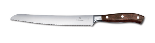 Couteaux de cuisine Victorinox - GRAND MAITRE WOOD Pain 9" Courbe, Lame Dentelée