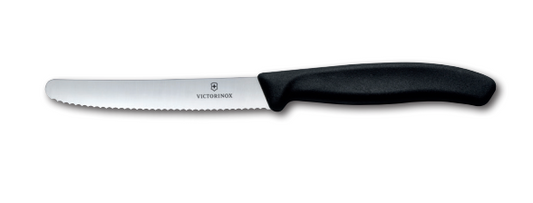 Couteaux de cuisine Victorinox - Couteau utilitaire suisse classique 4½" dentelé, lame ronde noire