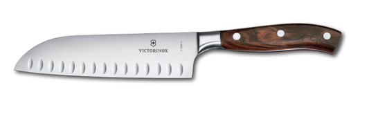 Couteaux de cuisine Victorinox - GRAND MAITRE WOOD Santoku Lame Granton 7"