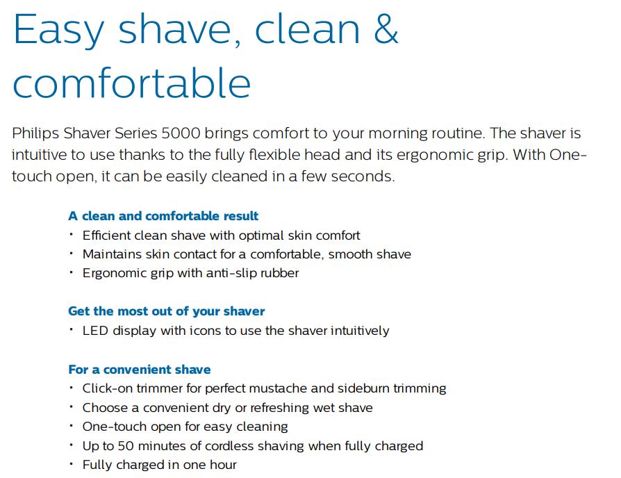 Rasoir électrique Philips série 5000 humide/sec S5466/17