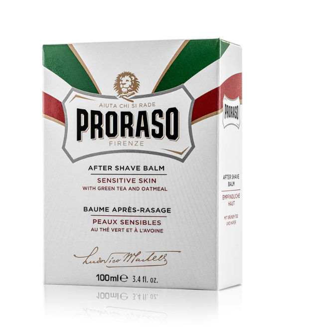 Baume après-rasage Proraso : Peau blanche sensible, thé vert et flocons d'avoine P308