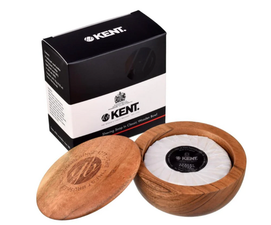 Savon à raser Kent dans un bol de rasage en hêtre foncé K-SB6