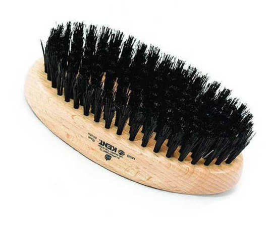 Brosse militaire Kent, ovale, bois de hêtre, brosse à cheveux à poils noirs à brillance naturelle K-MG3NSM01