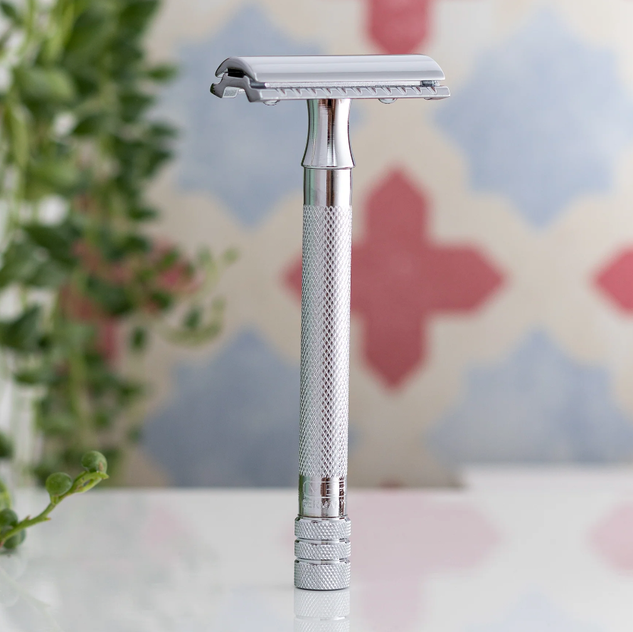 Rasoir de sécurité Merkur 23C à double tranchant, coupe droite, manche extra long, chrome MK-23001