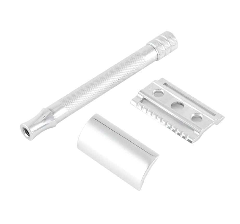 Rasoir de sécurité Merkur 23C à double tranchant, coupe droite, manche extra long, chrome MK-23001