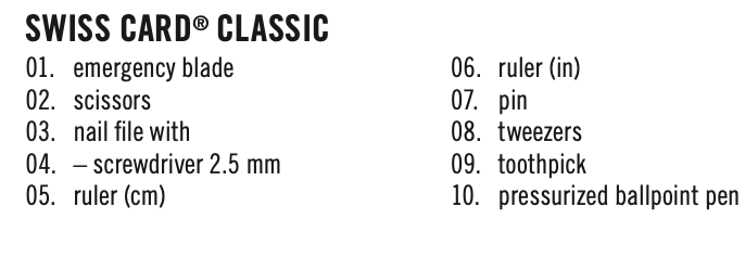 Outils de l'armée suisse - Swiss Card Classic Onyx 0.7133.T3-X3