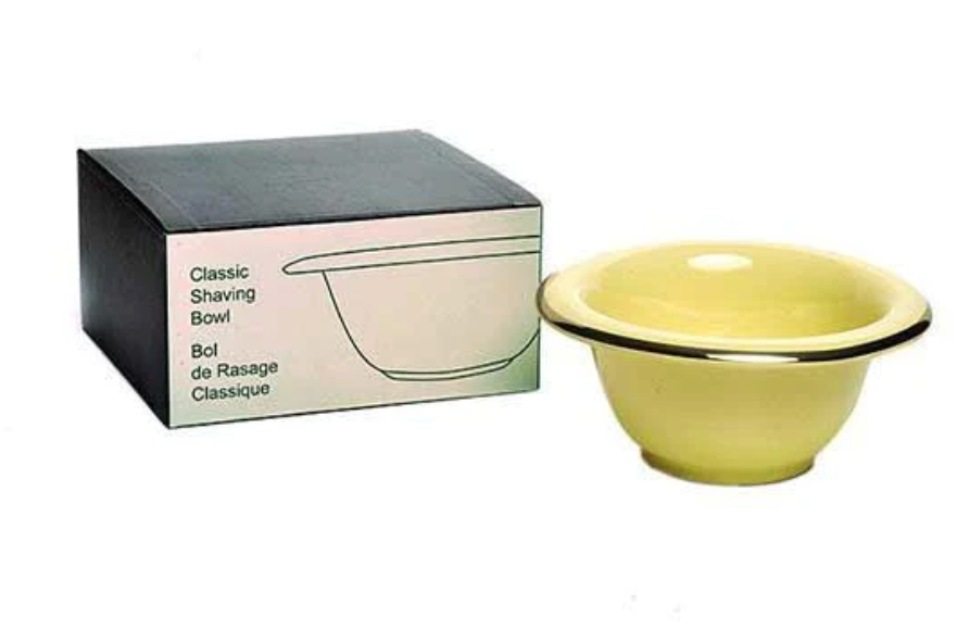 Bol de rasage PureBadger Collection, crème, porcelaine, avec bord argenté PB-SHAVEBOWL-CR