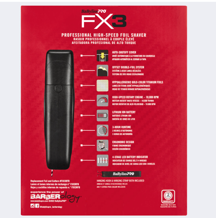 Rasoir professionnel à grille haute vitesse BaBylissPRO® FX3 FXX3SB