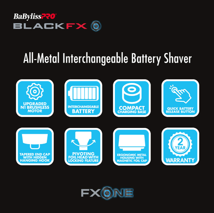 Rasoir à double grille BaBylissPRO® FXONE™ BLACKFX FX79FSMB