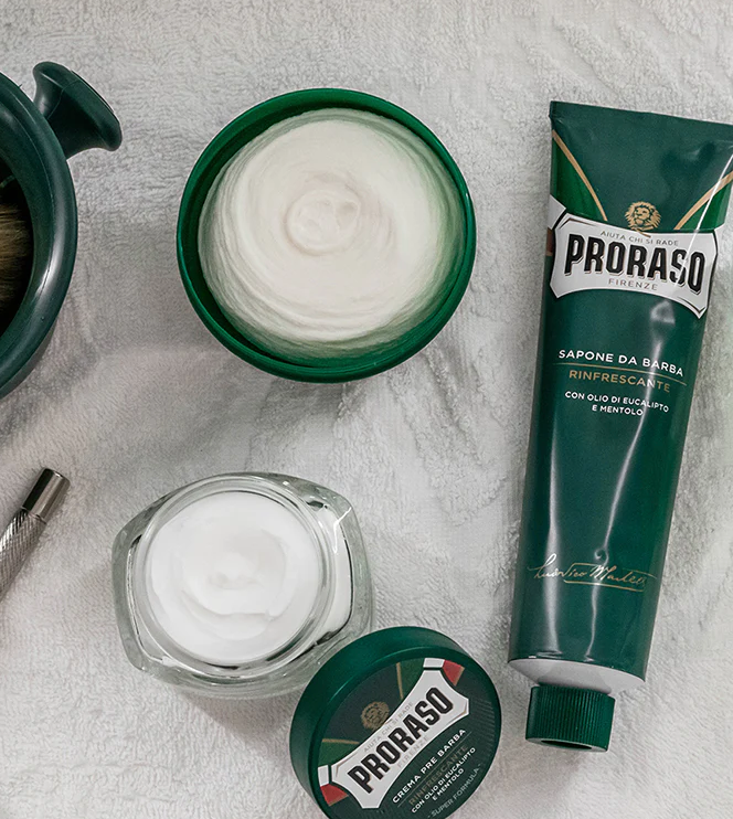 SAVON À RASER PRORASO DANS UN BOL : Eucalyptus RAFRAÎCHISSANT Vert P306