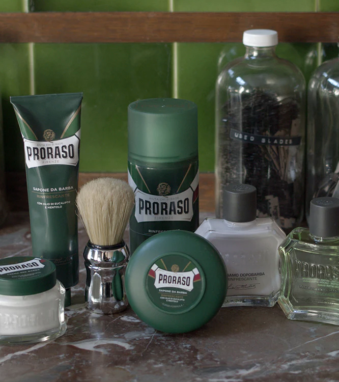 SAVON À RASER PRORASO DANS UN BOL : Eucalyptus RAFRAÎCHISSANT Vert P306