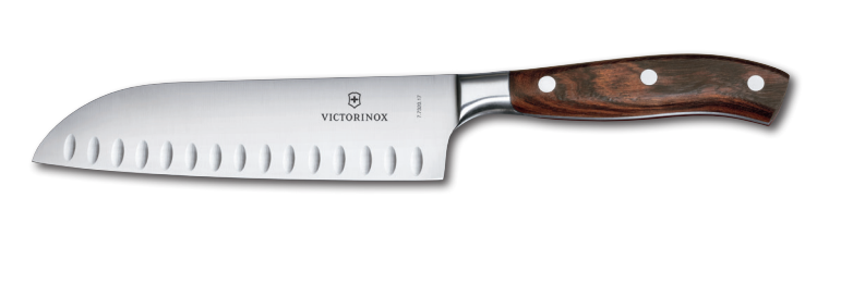 Couteaux de cuisine Victorinox - GRAND MAITRE WOOD Santoku Lame Granton 7"
