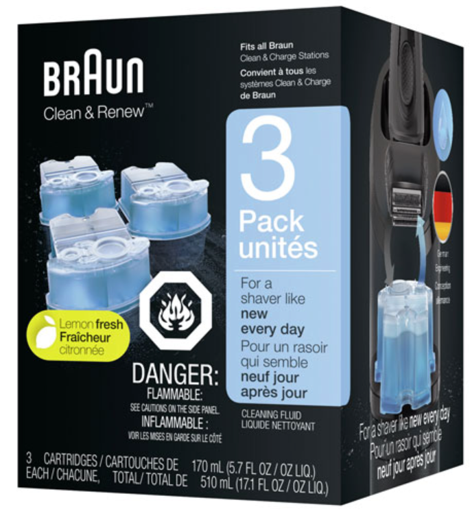 Braun Détergent nettoyant pour rasoir électrique 3 cartilages de rechange CCR3 