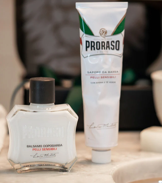 Baume après-rasage Proraso : Peau blanche sensible, thé vert et flocons d'avoine P308