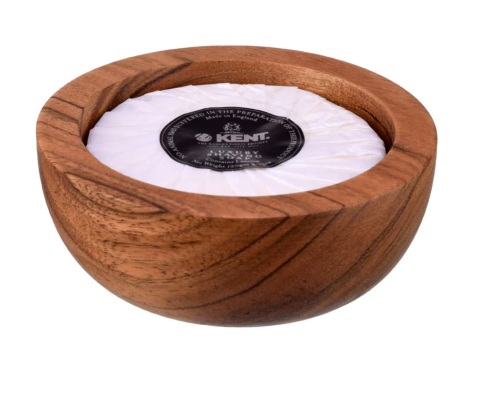 Savon à raser Kent dans un bol de rasage en hêtre foncé K-SB6 