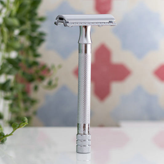 Rasoir de sécurité Merkur 23C à double tranchant, coupe droite, manche extra long, chrome MK-23001