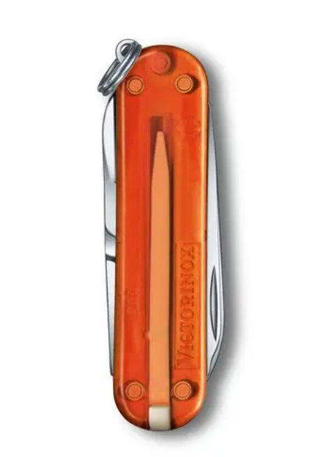 Couteau de poche classique de l'armée suisse Opale de Feu Orange Transparent 