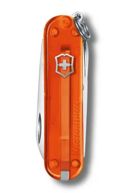Couteau de poche classique de l'armée suisse Opale de Feu Orange Transparent 
