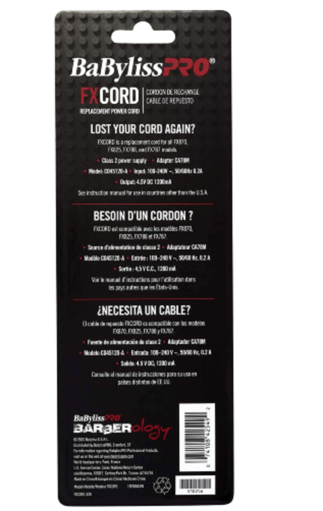 BaBylissPro FXCORD Replacement Power Cord