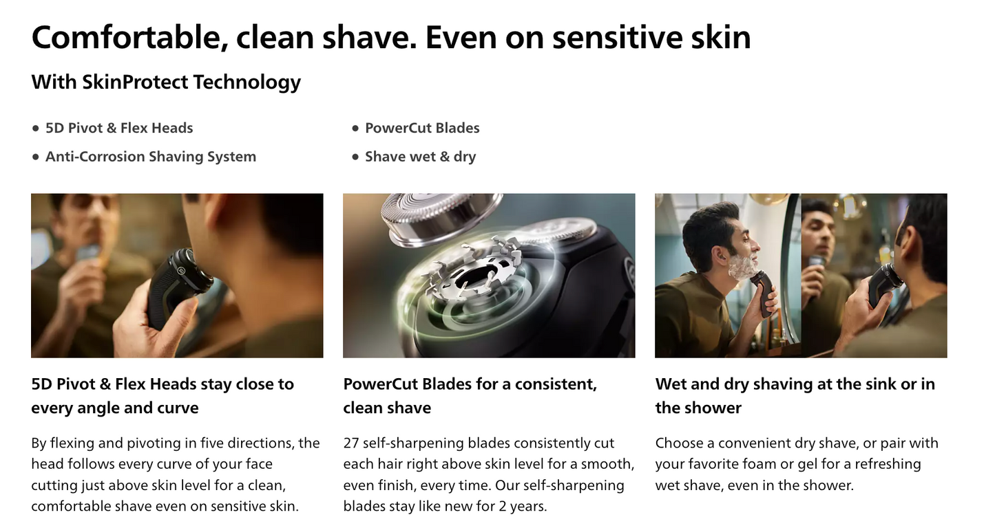 Rasoir électrique Philips série 3000 Wet &amp; Dry S3242/12