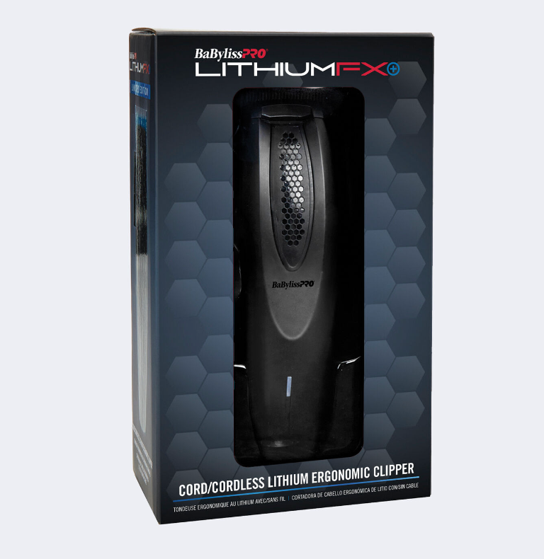 Tondeuse ergonomique BaBylissPRO® LithiumFX+ noir mat avec ou sans fil au lithium FX673NSMB