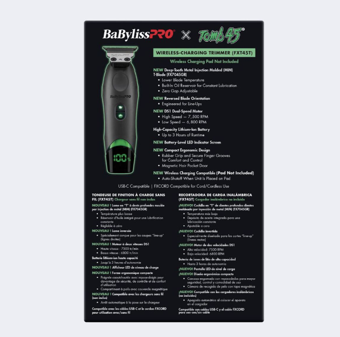 BabylissPro x Tomb45® Wireless-Charging Trimmer FXT45T
