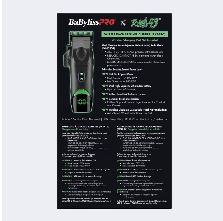 Tondeuse à chargement sans fil BaBylissPRO® x Tomb45® FXT45C